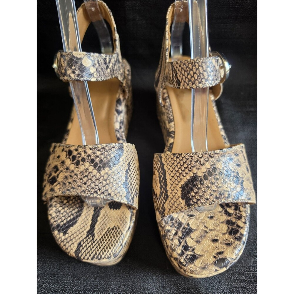 Aquatalia Size 8 Snake Print Leather Platform Sandals Neutral Diani NWOB - Picture 3 of 11